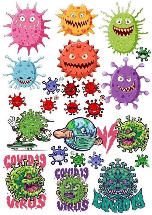 Virüs Sticker Set-2 15 Parça Telefon, Tablet, Defter, Laptop Sticker