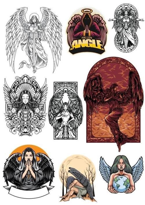 Düşmüş Melek Sticker Set 9 Parça Telefon, Tablet, Defter, Laptop Sticker