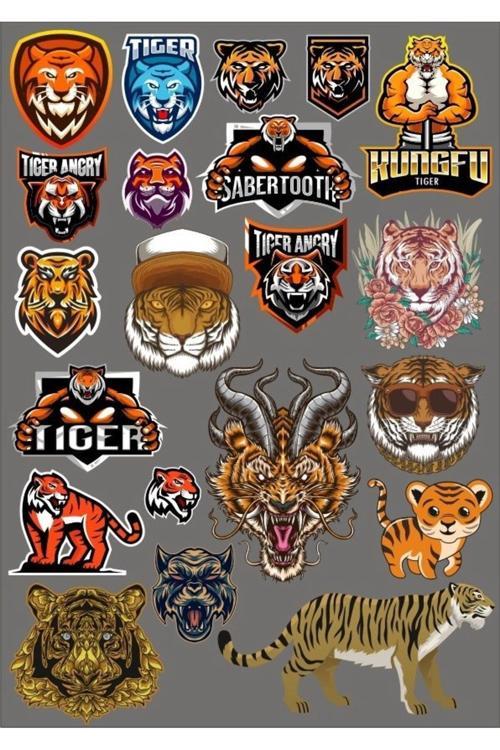 Tiger Kaplan Sticker Set-2 17 Parça Telefon, Tablet, Defter, Laptop Sticker
