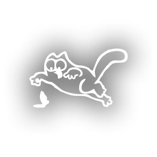 Komik Kedi Araba Sticker 17x17 Cm Beyaz