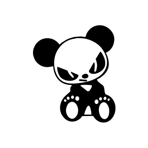 Kızgın Panda Araba Sticker 17x17 Cm Siyah