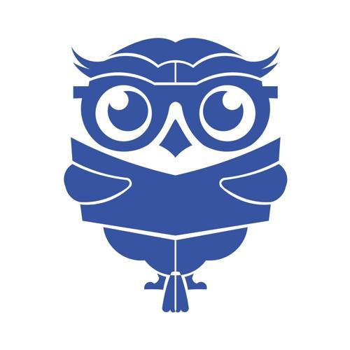 Kitap Okuyan Baykuş Sticker 17x17 Cm Mavi