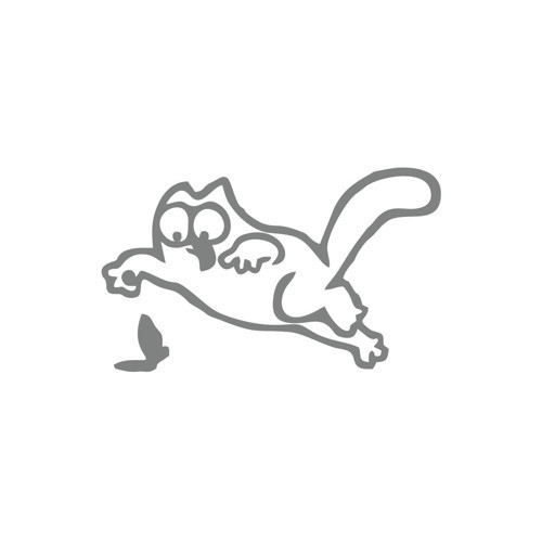 Komik Kedi Araba Sticker 17x17 Cm Gri