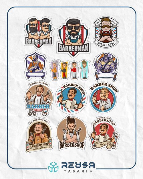 Berber Kuaför Sticker Set-1 15 Parça Telefon, Tablet, Defter, Laptop Sticker