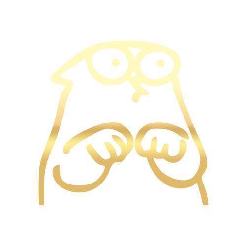 Komik Kedi Araba Sticker 17x17 Cm Gold