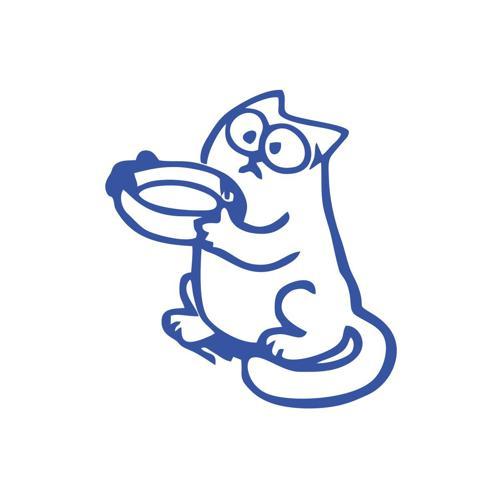 Komik Kedi Araba Sticker 17x17 Cm Mavi