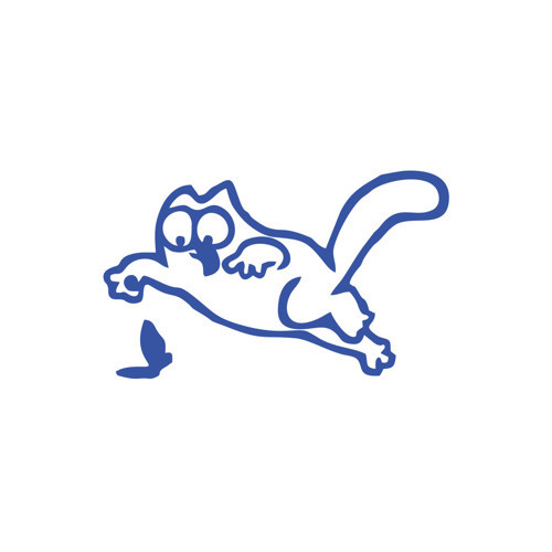 Komik Kedi Araba Sticker 17x17 Cm Mavi