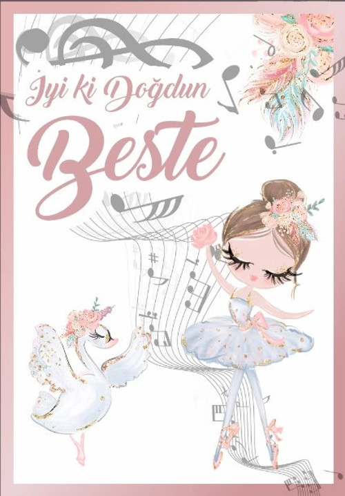 Baerin ve Beste Temalı Doğum Günü Afişi 35X50 cm