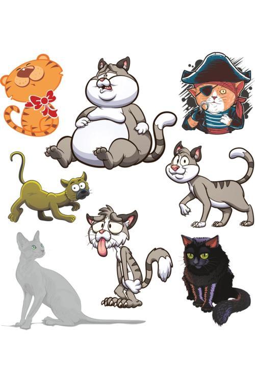 Kedi Sticker Set-1 8 Parça Telefon, Tablet, Defter, Laptop Sticker