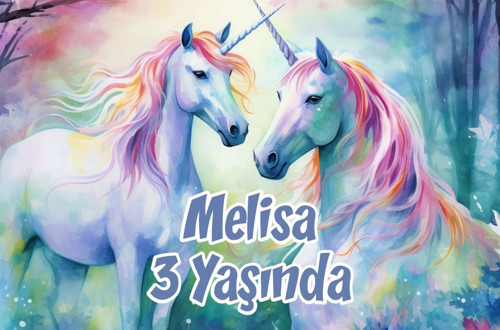 Büyük Unicornlar Temalı Doğum Günü Afişi -2 35X50 cm