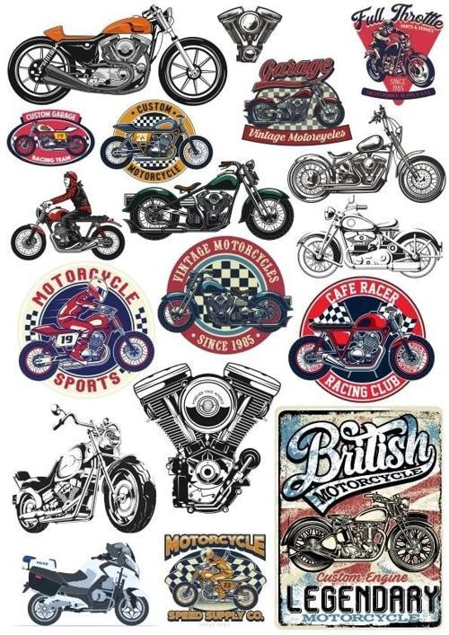 Retro Motorsiklet Sticker Set 16 Parça Telefon, Tablet, Defter, Laptop Sticker