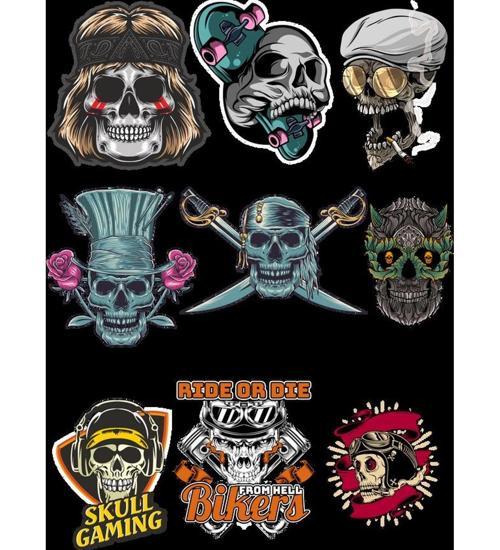 İskelet Sticker Set-5 9 Parça Telefon, Tablet, Defter, Laptop Sticker