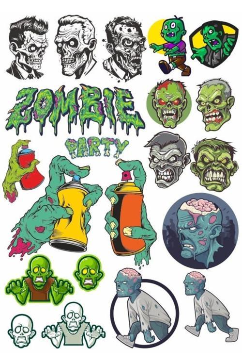 Zombiler Sticker Set 7 17 Parça Telefon, Tablet, Defter, Laptop Sticker