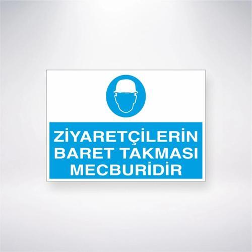 Ziyaretçilerin Baret Takması Mecburidir Sticker 20X28 Cm