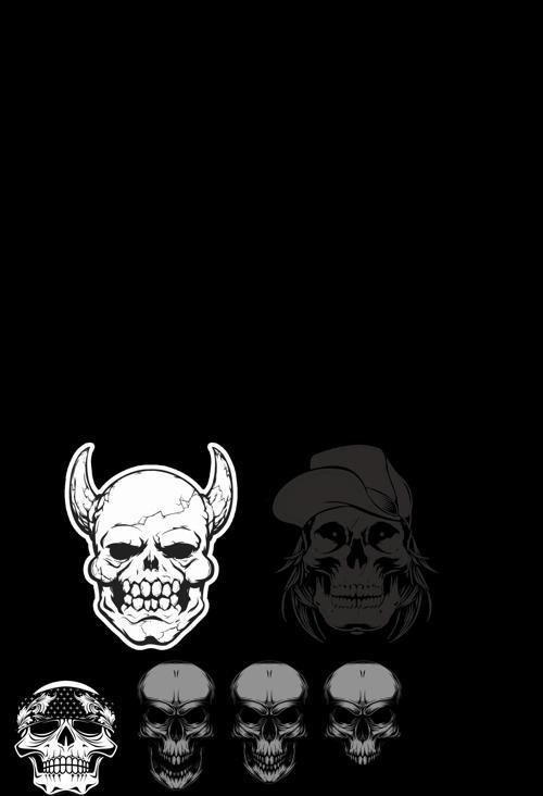 Siyah Beyaz İskelet Sticker Set 12 Parça Telefon, Tablet, Defter, Laptop Sticker