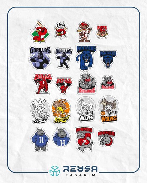Takım Maskotları Sticker Set-1 20 Parça Telefon, Tablet, Defter, Laptop Sticker