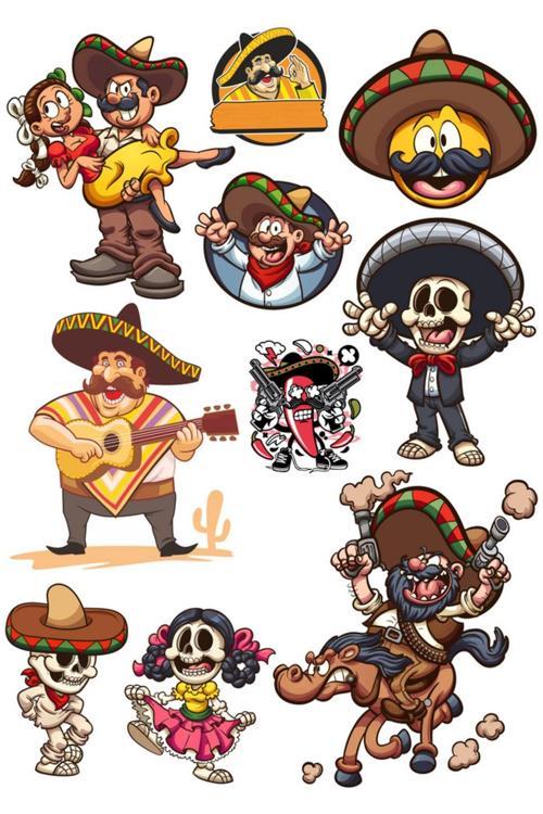 Mexican Sticker Set -1 10 Parça Telefon, Tablet, Defter, Laptop Sticker