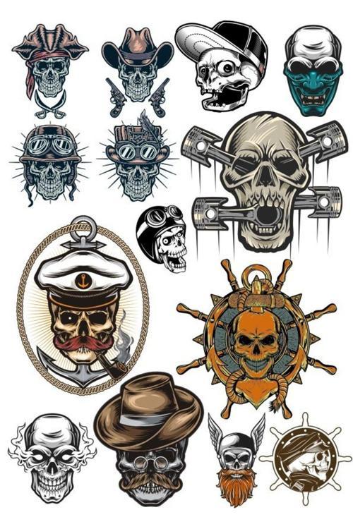 İskelet Kurukafa Sticker Set-4 13 Parça Telefon, Tablet, Defter, Laptop Sticker