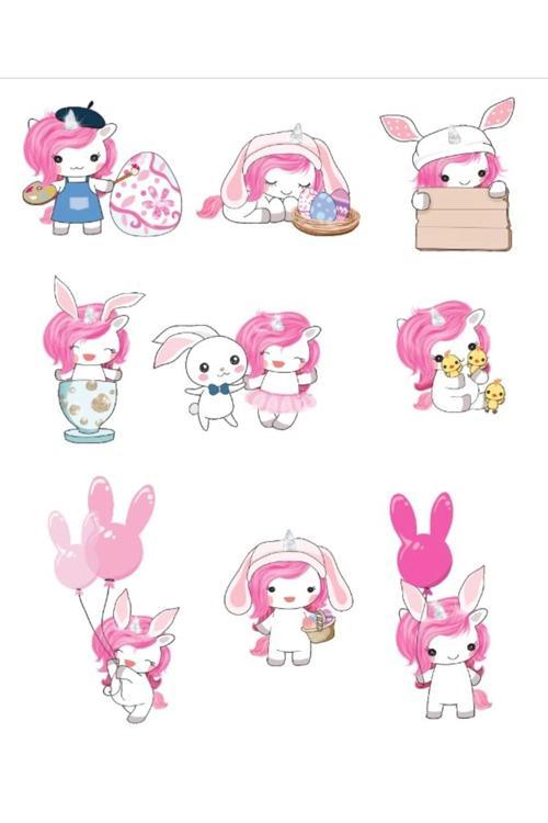 Sevimli Unicorn Sticker Set