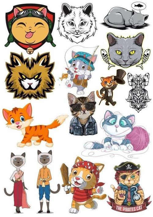 Kedi Sticker Set-9 15 Parça Telefon, Tablet, Defter, Laptop Sticker