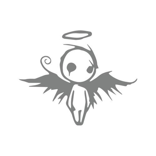 Korkunç Melek Sticker 17x17 Cm Gri