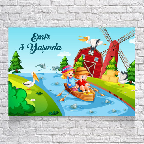 Çiftlik ve Dere Temalı Doğum Günü Afişi 50X70 cm