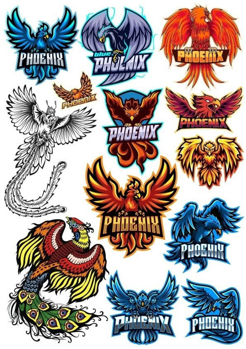 Anka Kuşu Phoneix Sticker Set-1 12 Parça Telefon, Tablet, Defter, Laptop Sticker