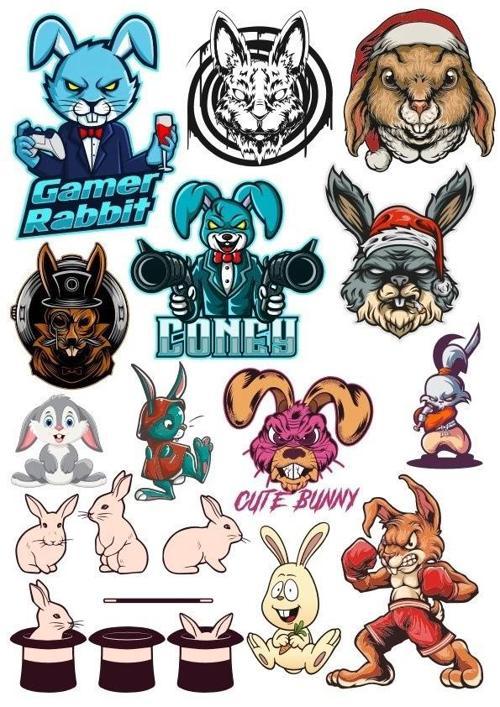 Kızgın Tavşan Sticker Set 15 Parça Telefon, Tablet, Defter, Laptop Sticker