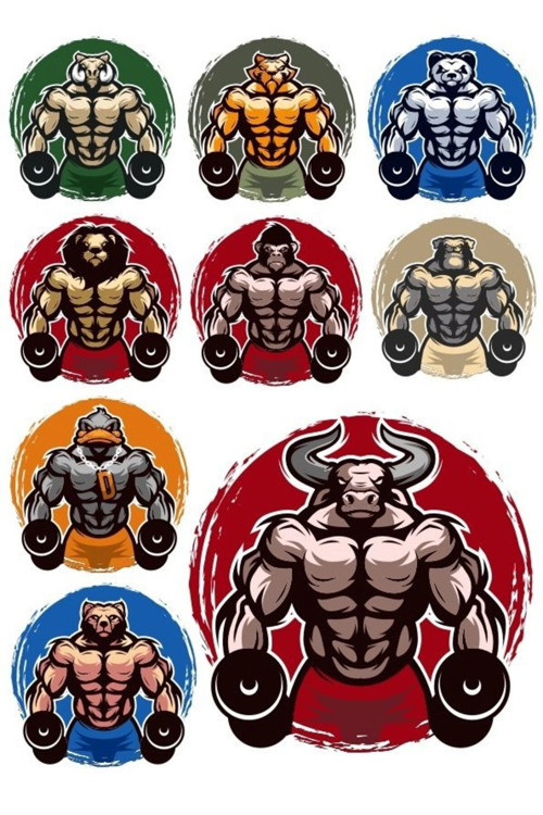 Fitnesci Hayvanlar Sticker Set 9 Parça Telefon, Tablet, Defter, Laptop Sticker