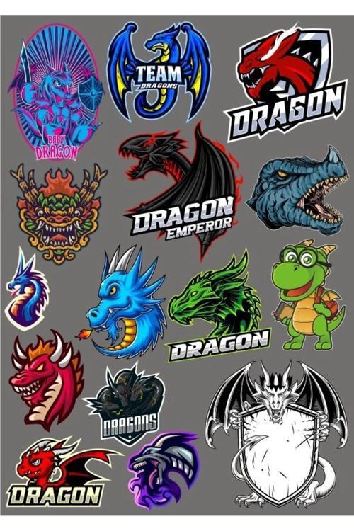 Dragon Ejderha Sticker Set 13 Parça Telefon, Tablet, Defter, Laptop Sticker