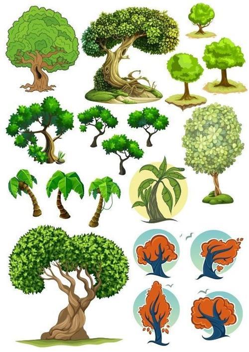 Ağaçlar Stikcer Set-3 13 Parça Telefon, Tablet, Defter, Laptop Sticker