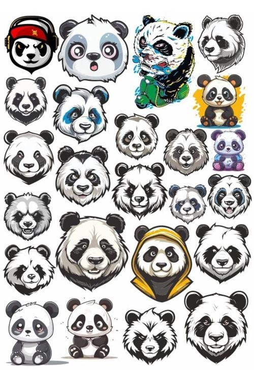 Panda Sticker Set 8 25 Parça Telefon, Tablet, Defter, Laptop Sticker
