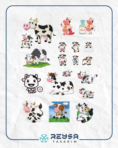 İnek Sticker Set-2 19 Parça Telefon, Tablet, Defter, Laptop Sticker