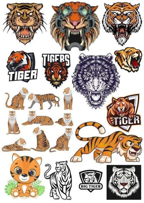 Kaplan Tiger Sticker Set-16 16 Parça Telefon, Tablet, Defter, Laptop Sticker