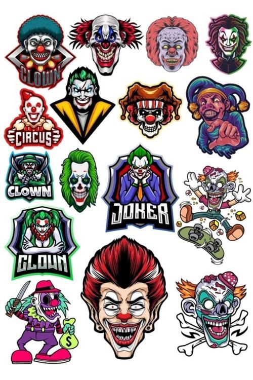 Palyaçolar Sticker Set 17 Parça Telefon, Tablet, Defter, Laptop Sticker