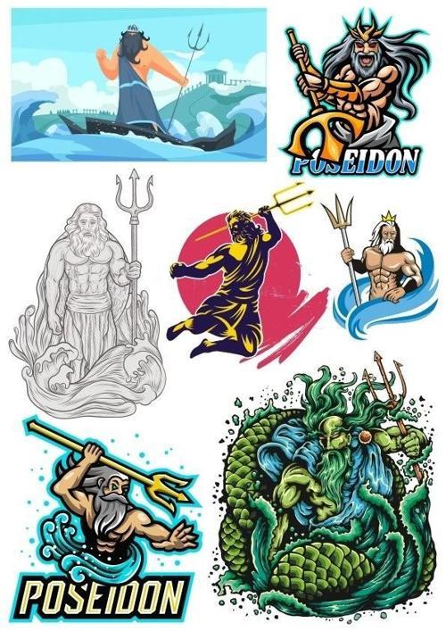 Poseidon Sticker Set-1 9 Parça Telefon, Tablet, Defter, Laptop Sticker