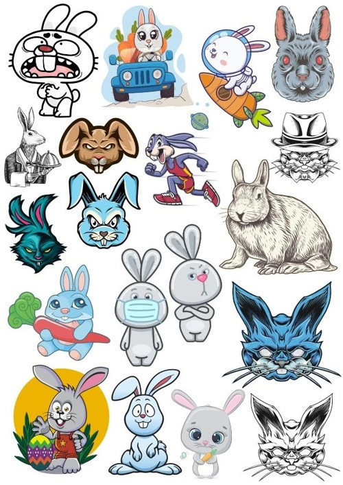Tavşan Sticker Set 9 18 Parça Telefon, Tablet, Defter, Laptop Sticker