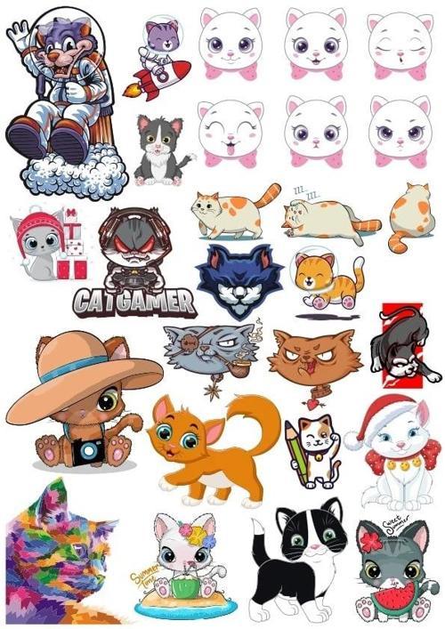 Sevimli Kediler Duvar Sticker Set 3 12 Parça Telefon, Tablet, Defter, Laptop Sticker