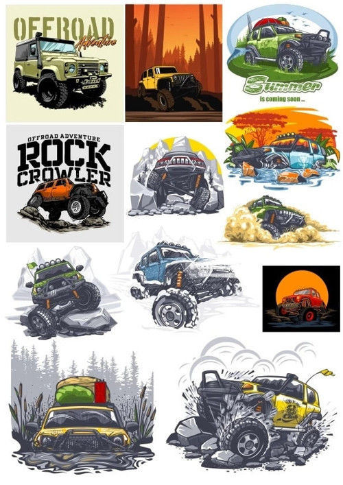 Off Road 4x4 Sticker Set 1 12 Parça Telefon, Tablet, Defter, Laptop Sticker