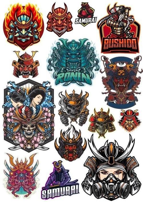 Samurai Savaşçı Sticker Set-6 17 Parça Telefon, Tablet, Defter, Laptop Sticker
