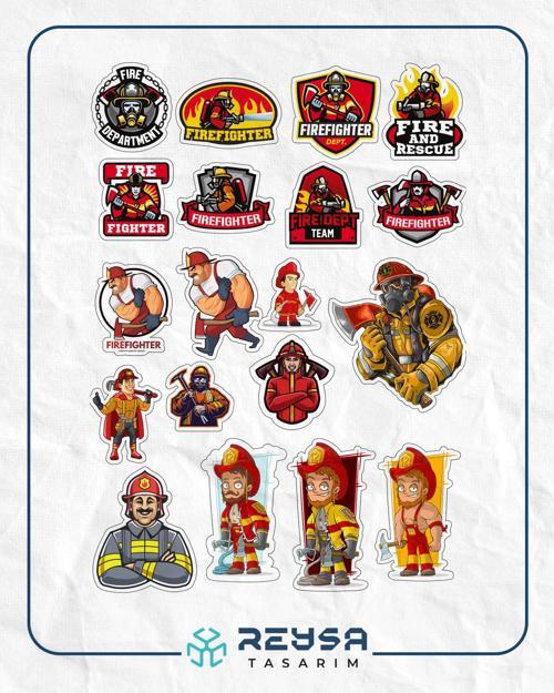 İtfaiyeci Sticker Set 3 20 Parça Telefon, Tablet, Defter, Laptop Sticker