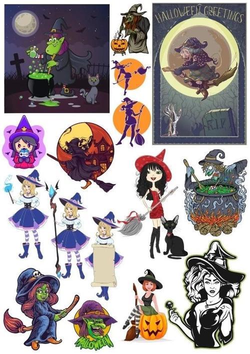 Cadı Sticker Set 9 20 Parça Telefon, Tablet, Defter, Laptop Sticker