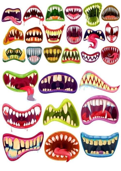 Canavar Ağzı Sticker Set 26 Parça Telefon, Tablet, Defter, Laptop Sticker