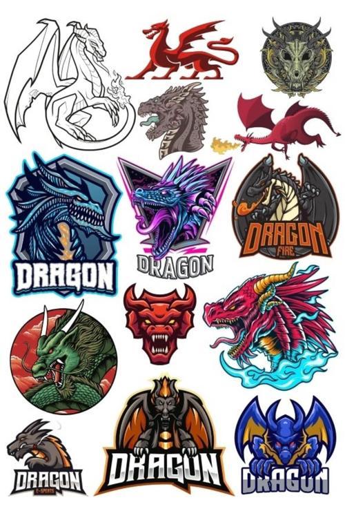 Ejderha Sticker Set 6 12 Parça Telefon, Tablet, Defter, Laptop Sticker