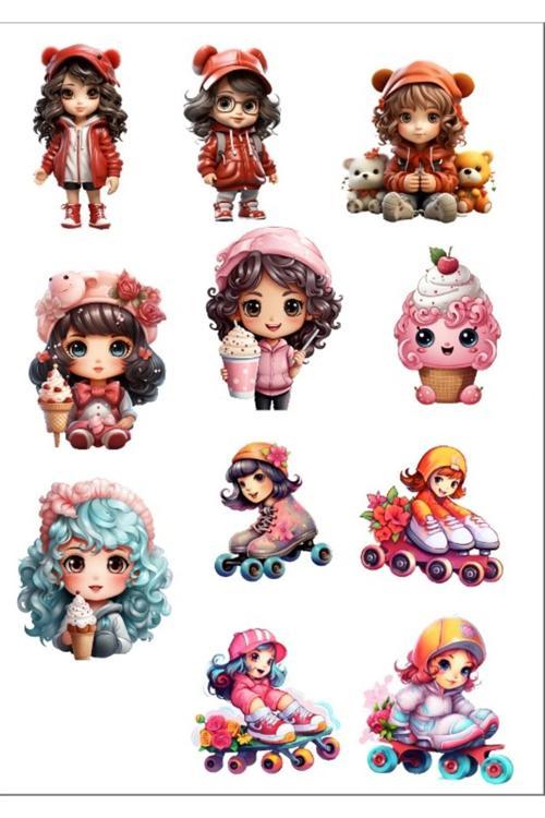 Küçük Kız Sticker Set