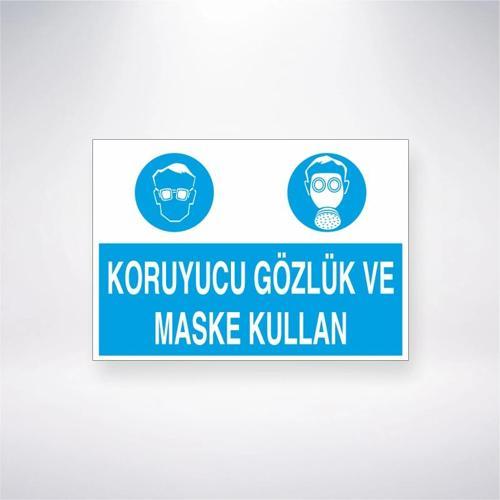 Koruyucu Gözlük ve Maske Kullan Sticker 20X28 Cm