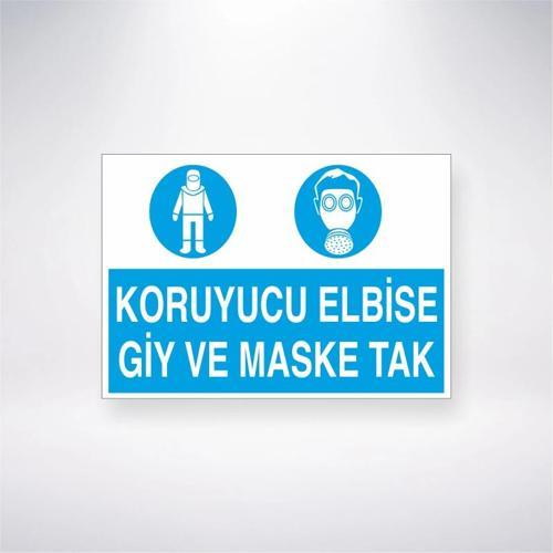 Koruyucu Elbise Giy ve Maske Tak Sticker 20X28 Cm