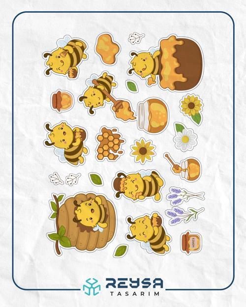 Arı Bal Sticker Set