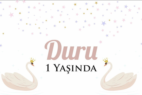Kuğu Temalı Doğum Günü Afişi 50X70 cm