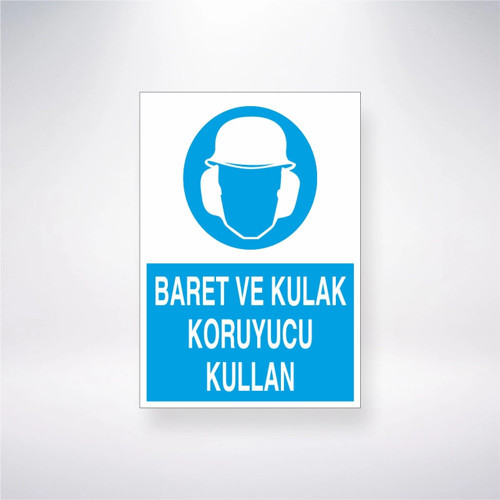 Baret ve Kulak Koruyucu Kullan Sticker 20X28 Cm